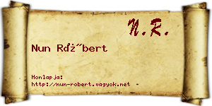 Nun Róbert névjegykártya